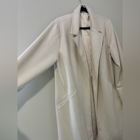 NWOT Cream Long Pea Coat - Picture 3 of 5